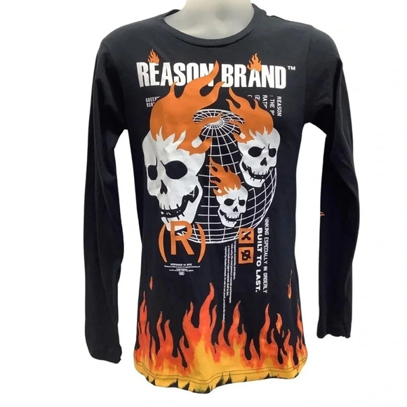 Reason Brand Size Small Printed Graphic Long Sleeve Tee. New With Tag - Picture 1 of 3